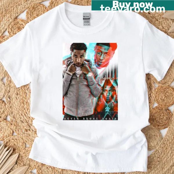 Never Broke Again graphic associated with Youngboy on a T-shirt.