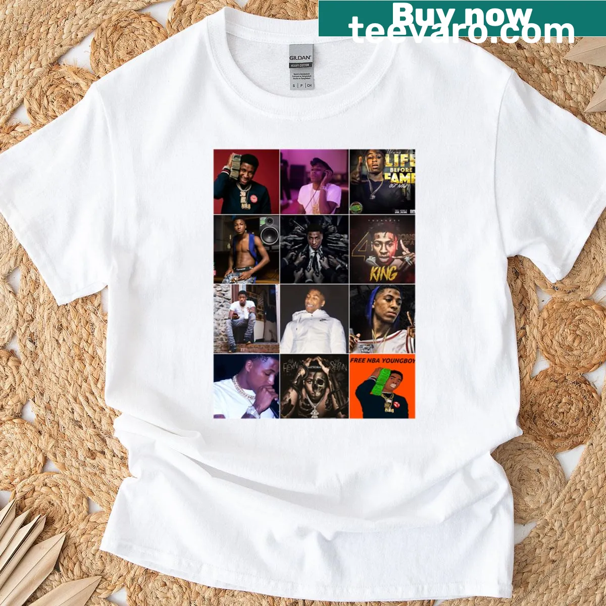 Youngboy Never Broke Again Photo Collage T-shirt featuring images of the artist — on a men's t-shirt