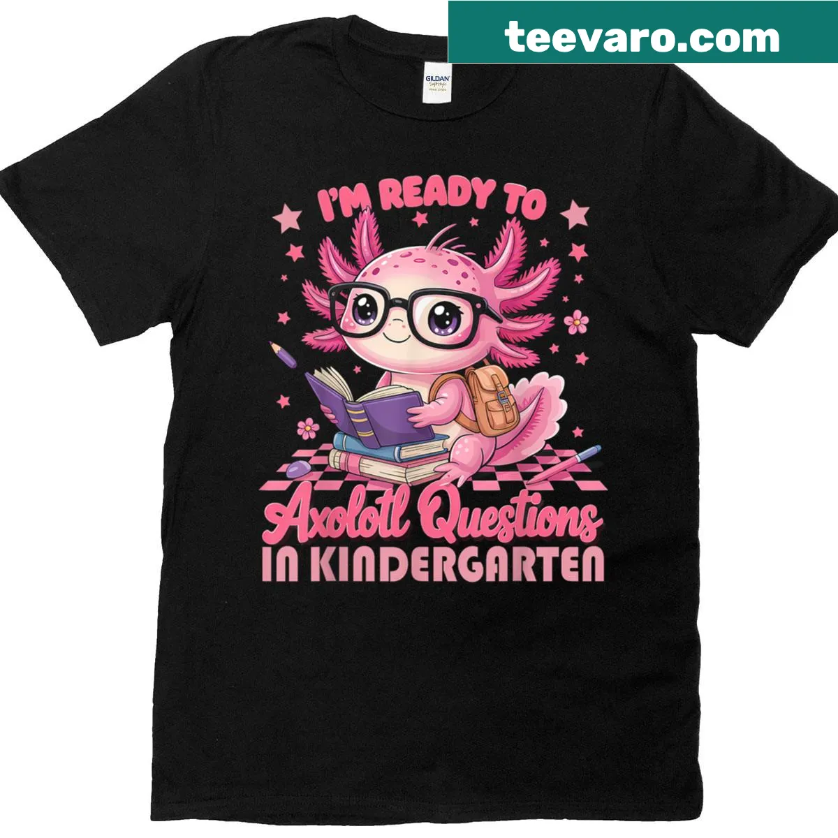 Cute T-shirt featuring an axolotl design for kindergarten girls — on a men's t-shirt