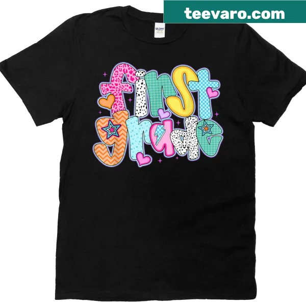 Illustration t-shirt for girls celebrating first day of 1st grade