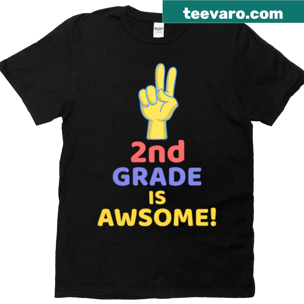 Illustration t-shirt for kids with '2nd Grade Is Awesome' text — on a men's t-shirt