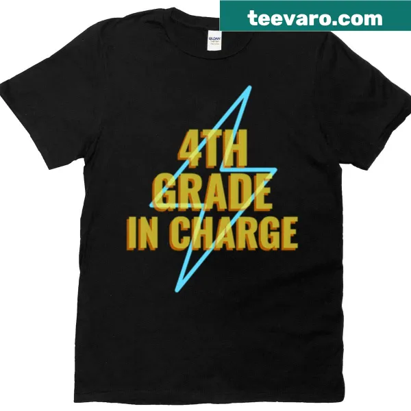 Illustration t-shirt for kids with '4th Grade In Charge' text