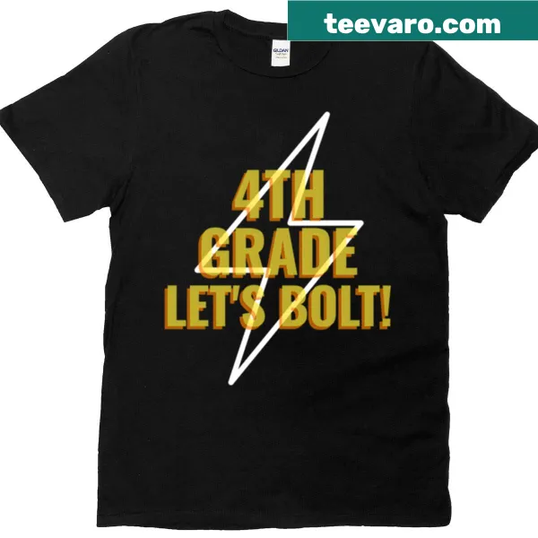 Oversized T-shirt for 4th graders with a fun 'Lets Bolt' print