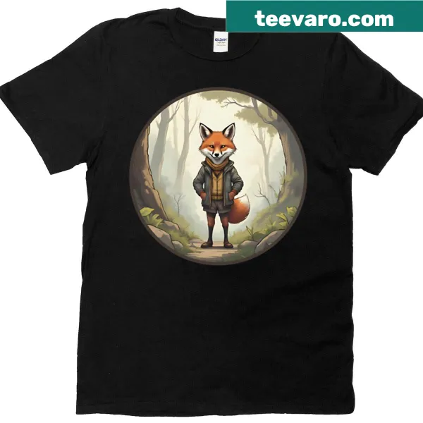 Illustration of a fox wearing vintage clothing on a T-shirt