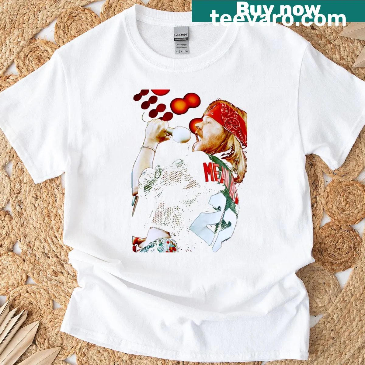 Vintage T-shirt featuring Axl Rose at a tribute concert in 1992. — on a men's t-shirt