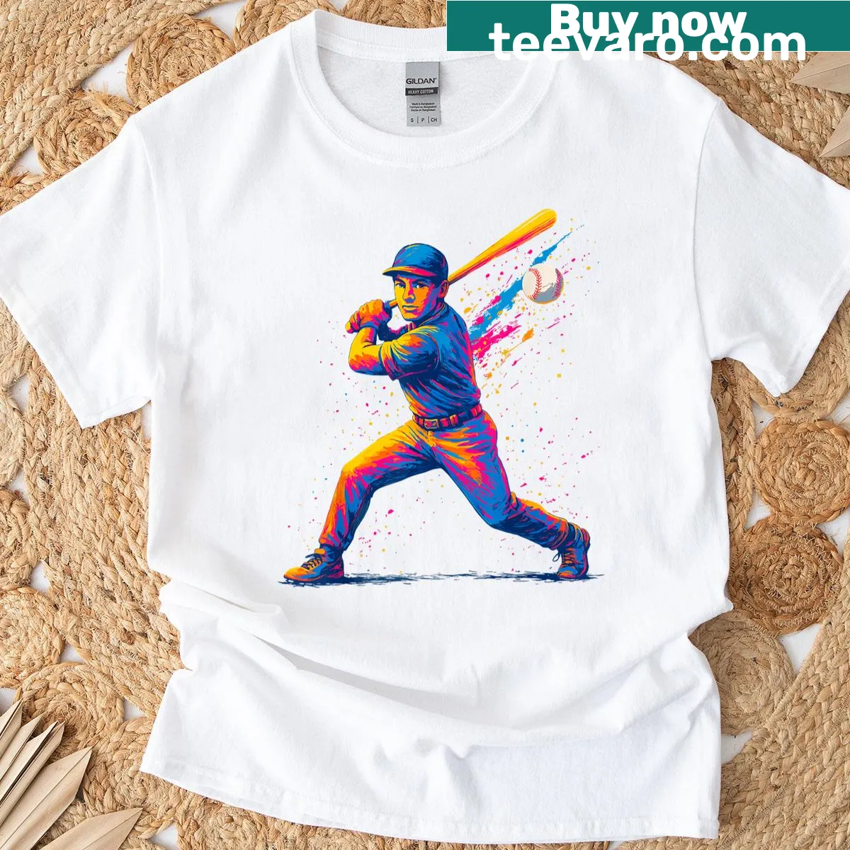 Graphic T-shirt featuring baseball-themed imagery for boys and teens. — on a men's t-shirt