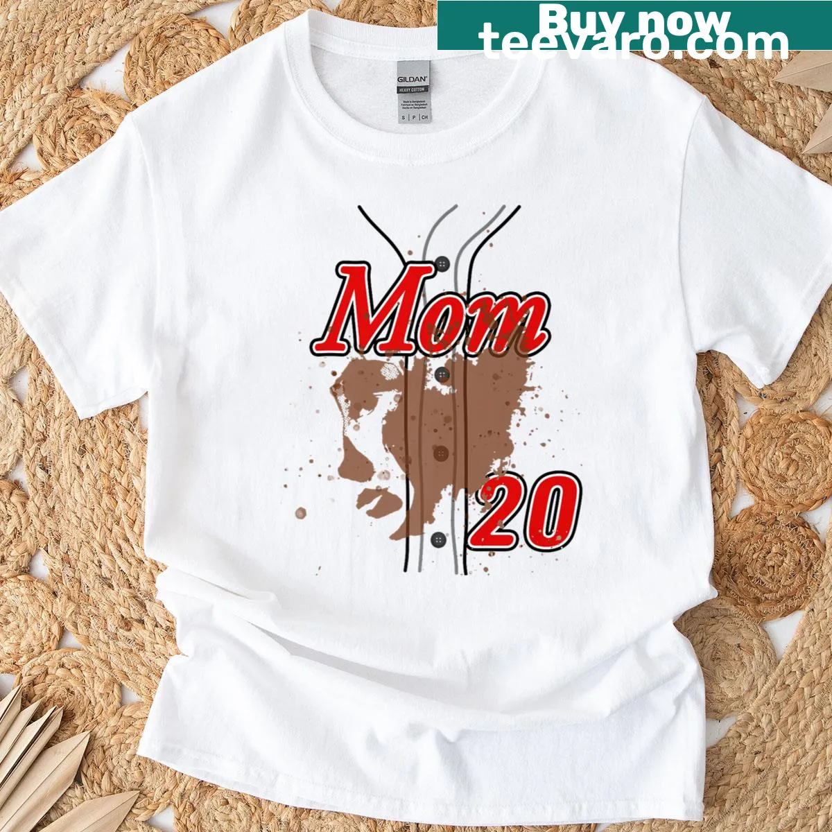 Baseball mom T-shirt featuring customizable player number. — on a men's t-shirt