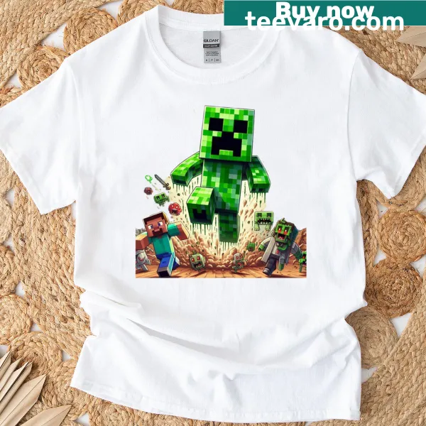 Graphic t-shirt featuring the Minecraft creeper character