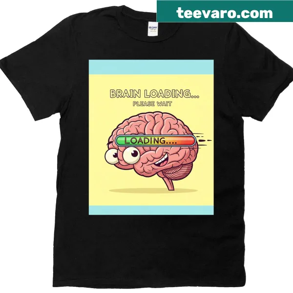 Graphic T-shirt depicting a brain loading symbol