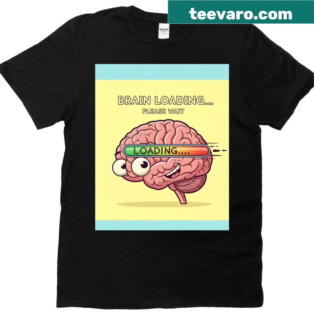 Graphic T-shirt depicting a brain loading symbol — on a men's t-shirt