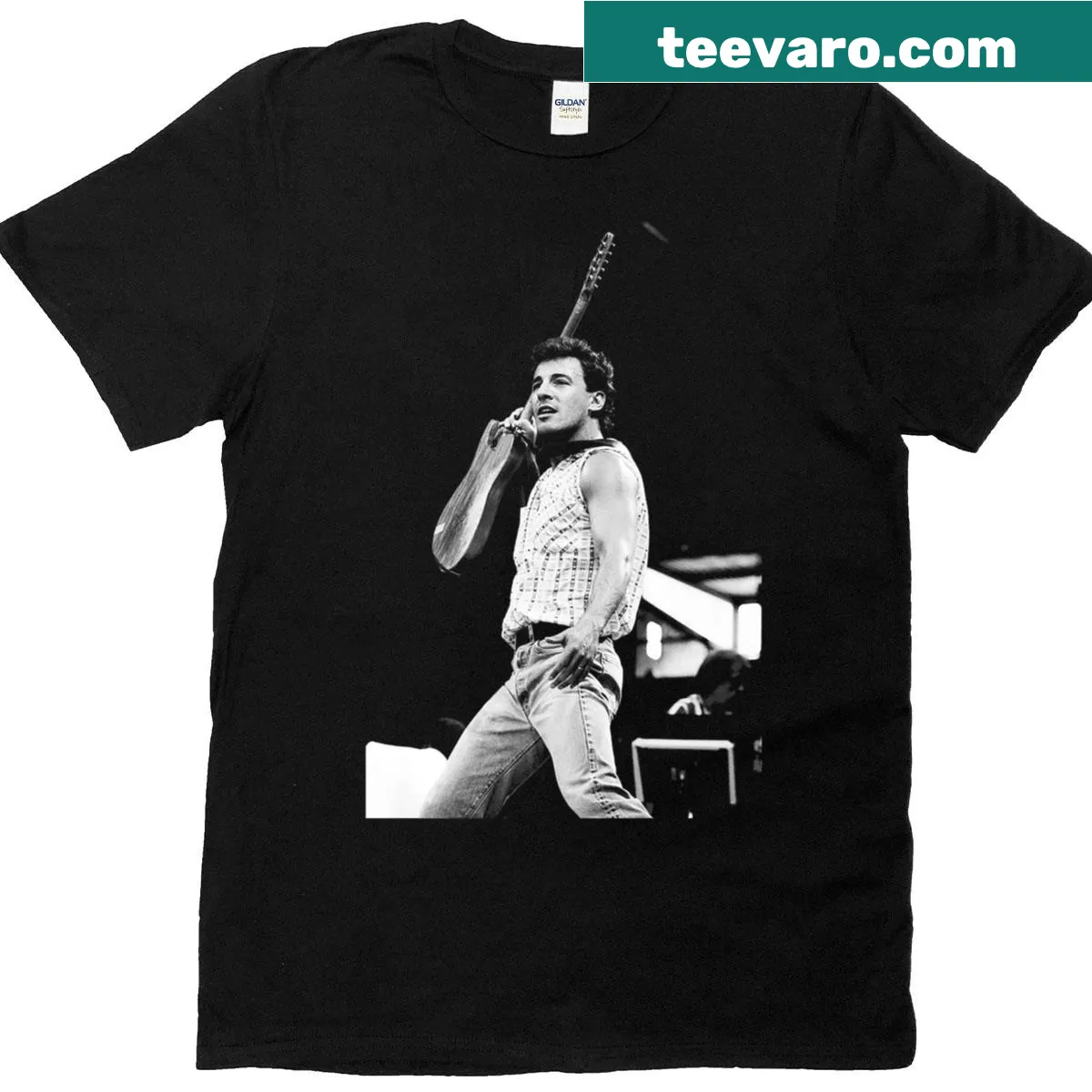 Vintage-inspired Bruce Springsteen concert T-shirt with classic tour design — on a men's t-shirt