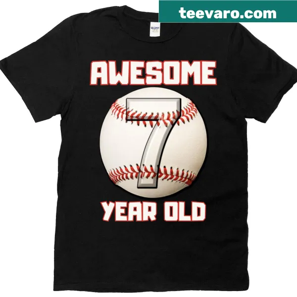 Dabbing baseball design t-shirt for 7th birthday celebration