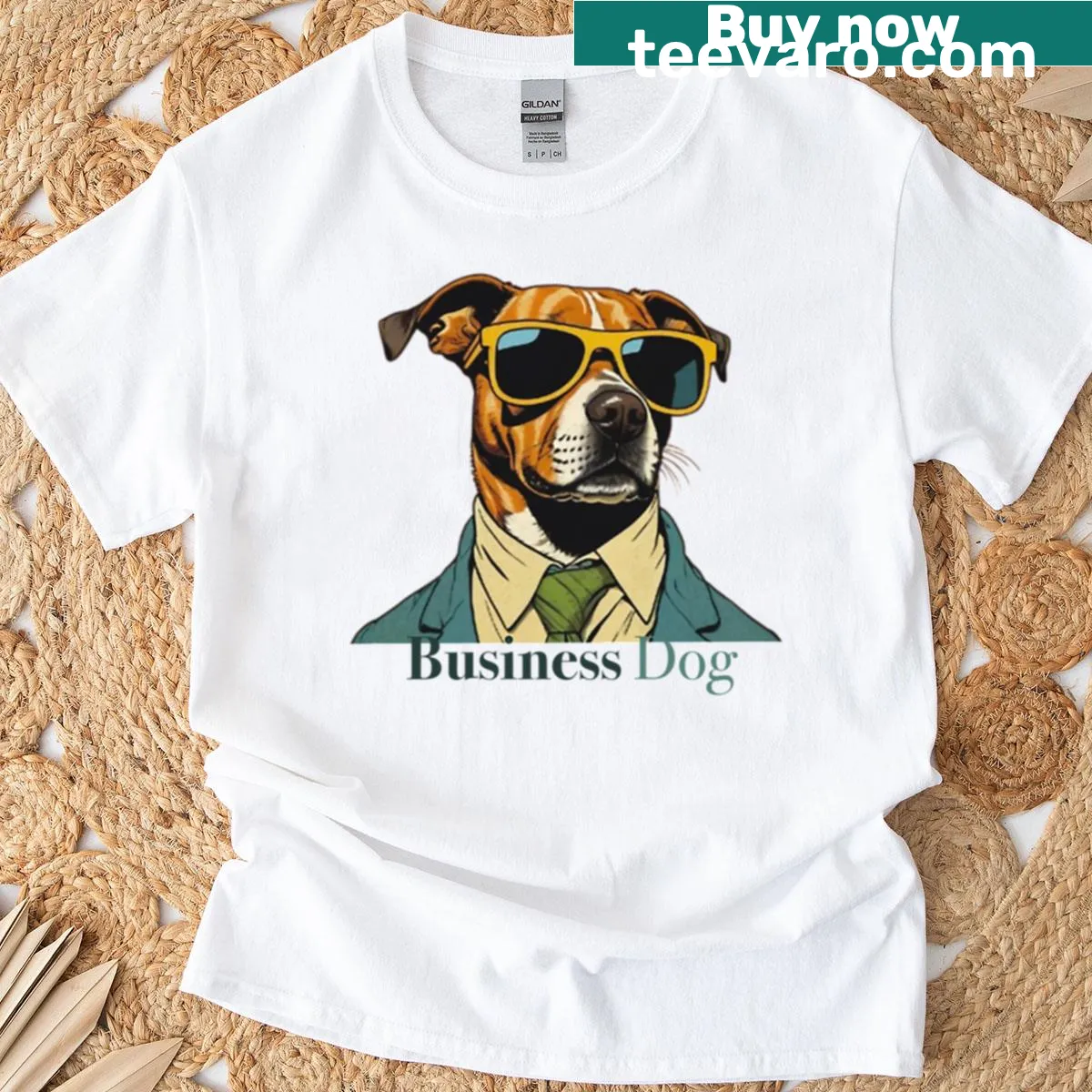 Dog in a suit graphic on a professional themed t-shirt — on a men's t-shirt