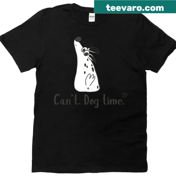 Cute t-shirt with funny dog doodles and 'Can't Dog Time' text