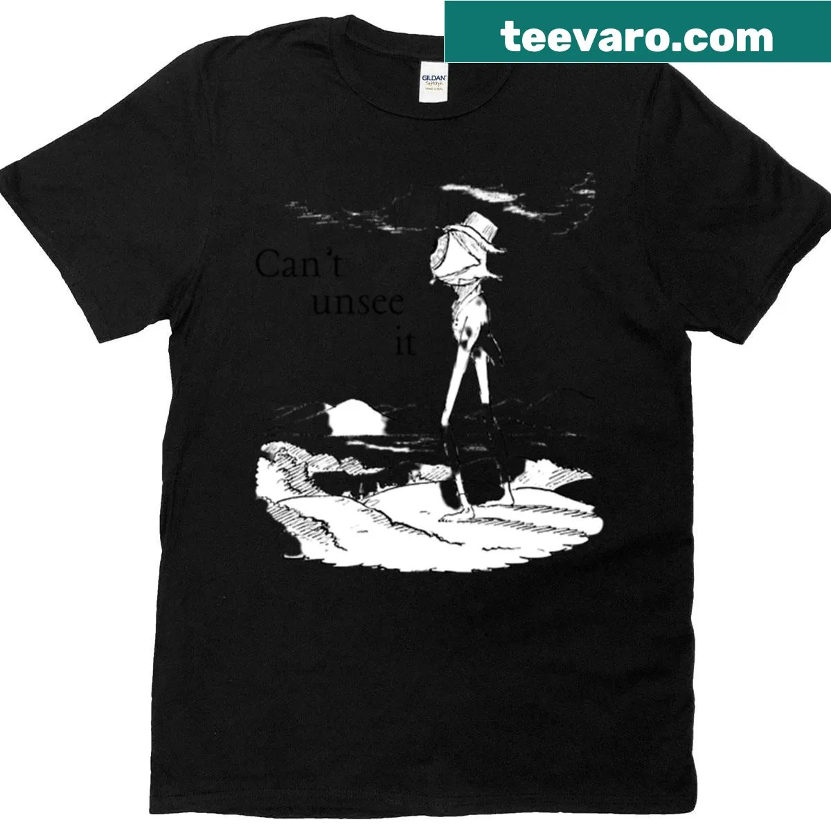 Surreal vintage t-shirt with an eye on legs graphic design — on a men's t-shirt
