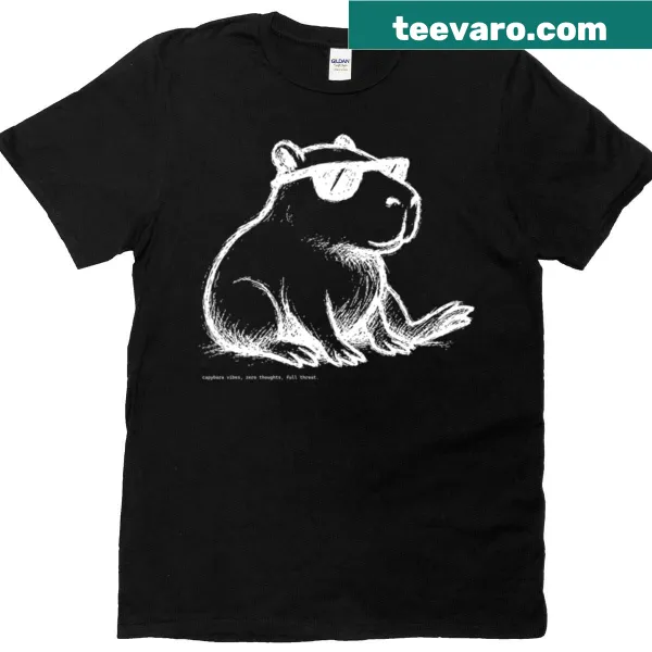 Funny t-shirt featuring a capybara design with 'Zero Thoughts Maximum Chaos'