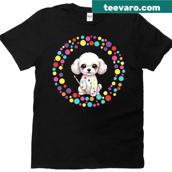 Illustration of a teacup poodle on an oversized t-shirt for dog lovers