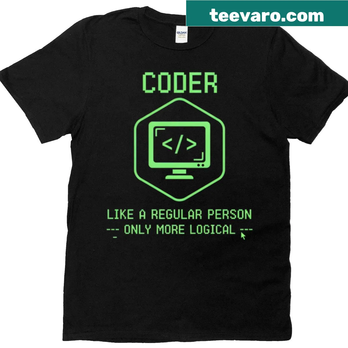 Funny coding T-shirt with the phrase about logical coding — on a men's t-shirt