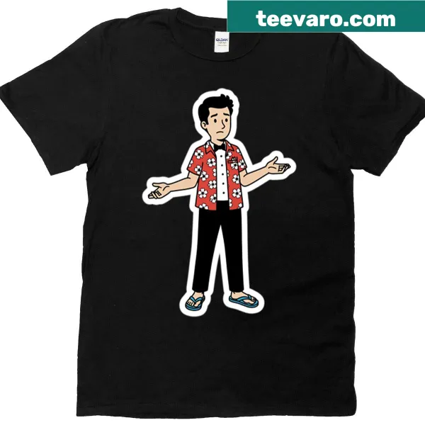 Cartoon of confused man in Hawaiian shirt and bow tie