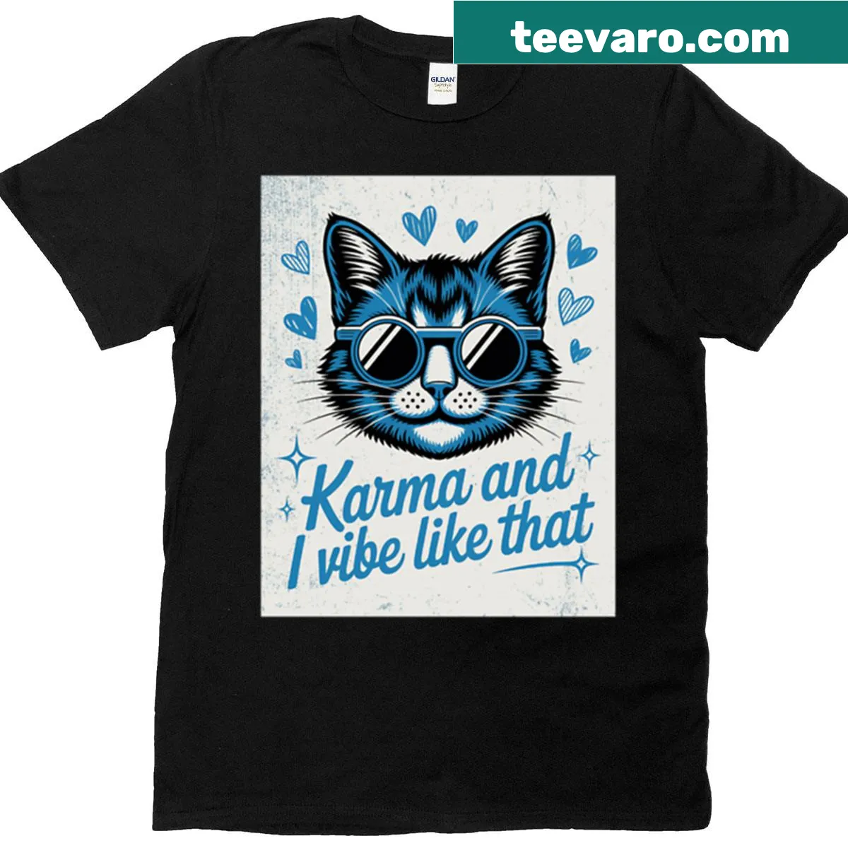 Oversized T-shirt with playful cat theme and text — on a men's t-shirt