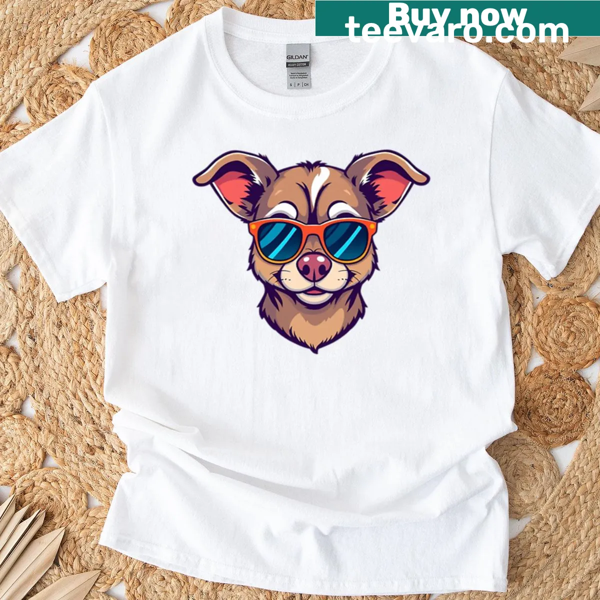 Cool dog wearing sunglasses illustration on a T-shirt — on a men's t-shirt