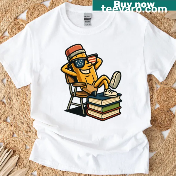 Funny back-to-school T-shirt with relaxed pencil graphic