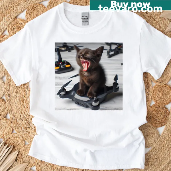 Adorable cartoon cat graphic on a cute t-shirt