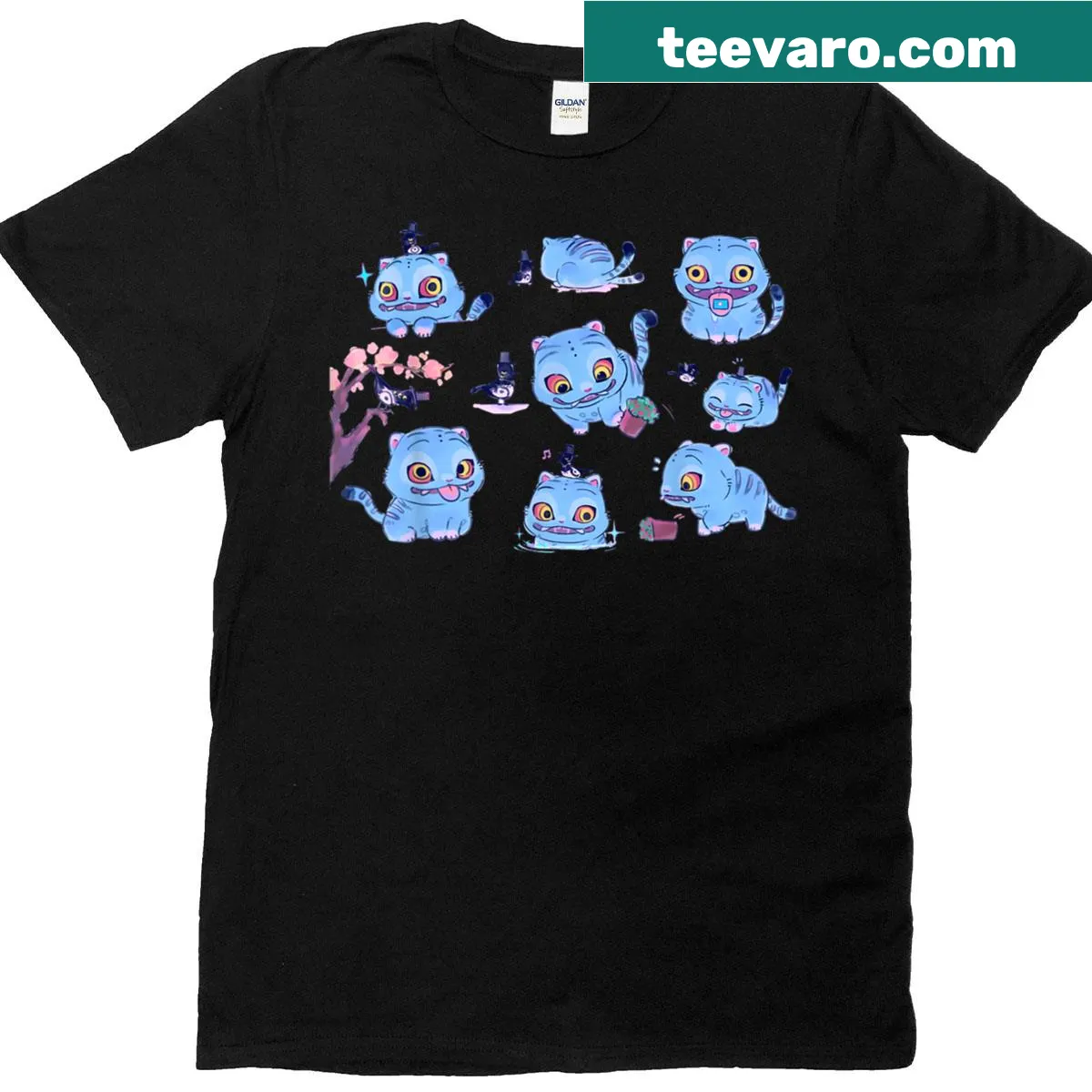 Cute t-shirt with playful derpy tiger illustrations for kids — on a men's t-shirt