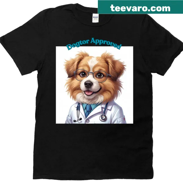 Oversized t-shirt with 'Dogtor Approved' text for dog lovers