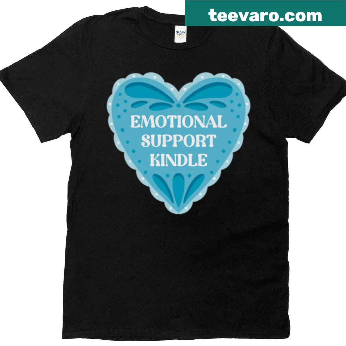 Charming heart and Kindle design on a blue oversized T-shirt — on a men's t-shirt