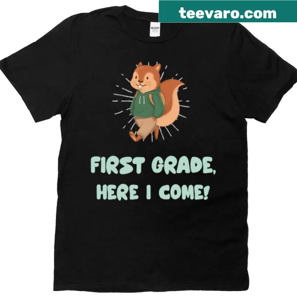 T-shirt for kids celebrating first grade with cheerful graphics
