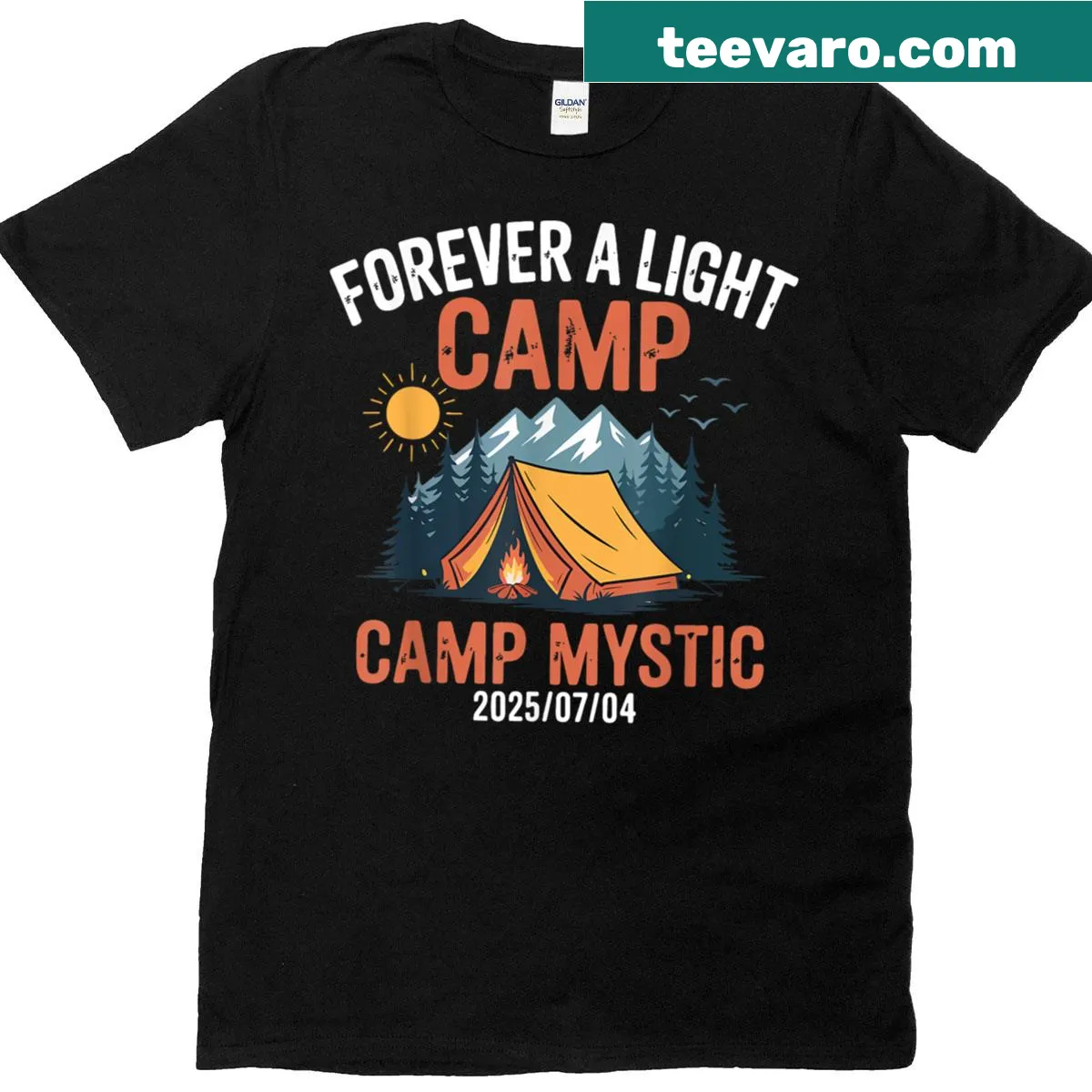 Inspirational T-shirt featuring the phrase Forever A Light and mystical symbols — on a men's t-shirt