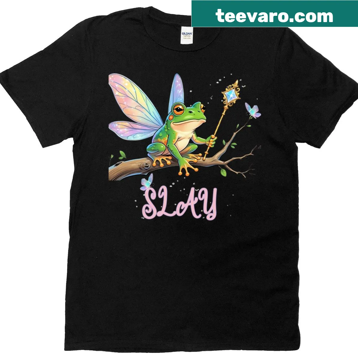 Illustration of a warrior slaying a frog — on a men's t-shirt
