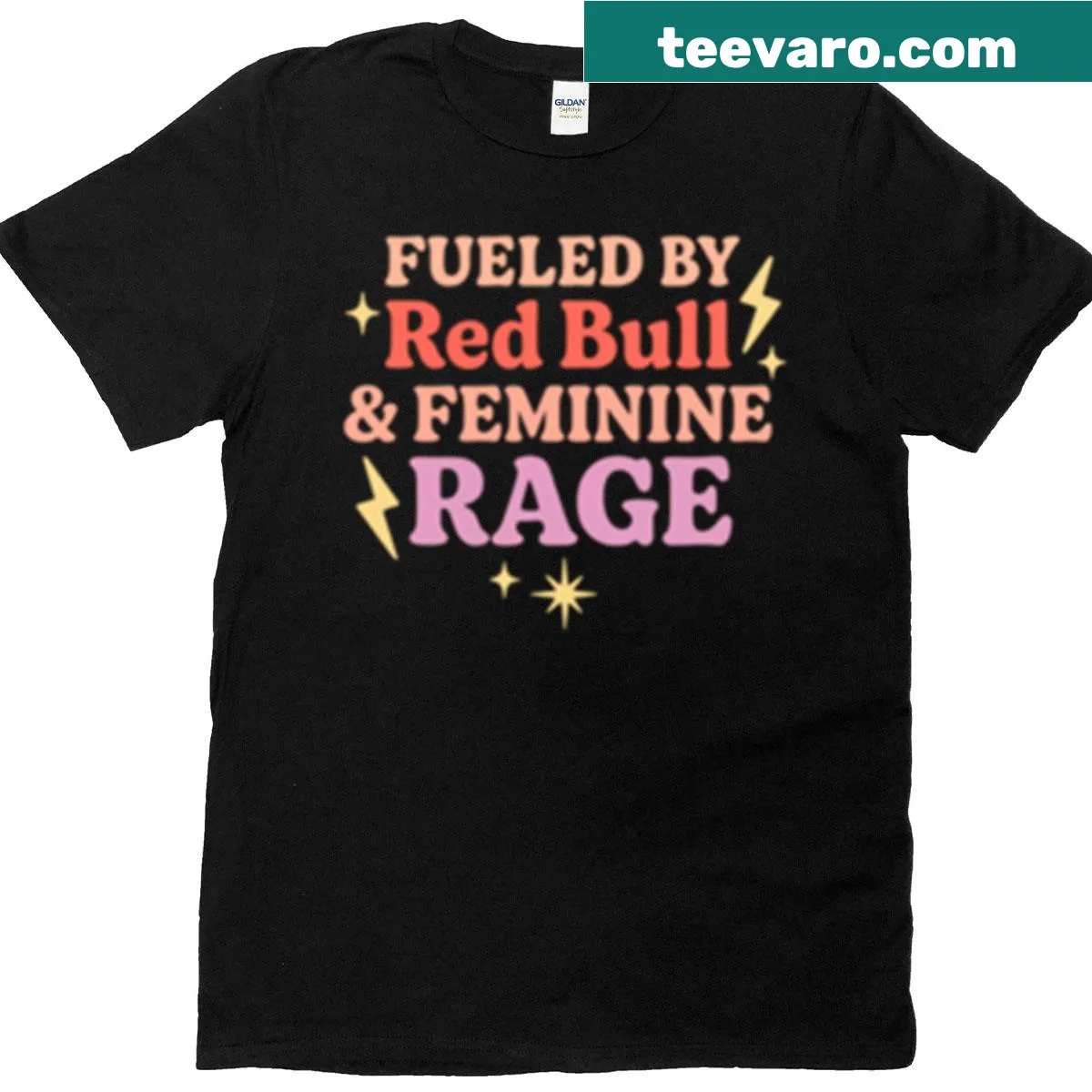Typography design with the phrase about energy and feminine empowerment — on a men's t-shirt