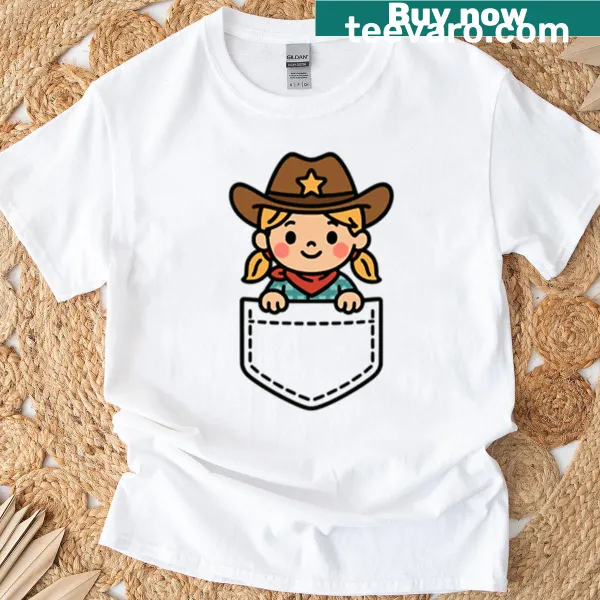 Cute cowgirl graphic on a western-themed t-shirt