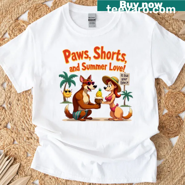 Cartoon dogs enjoying summer graphic t-shirt