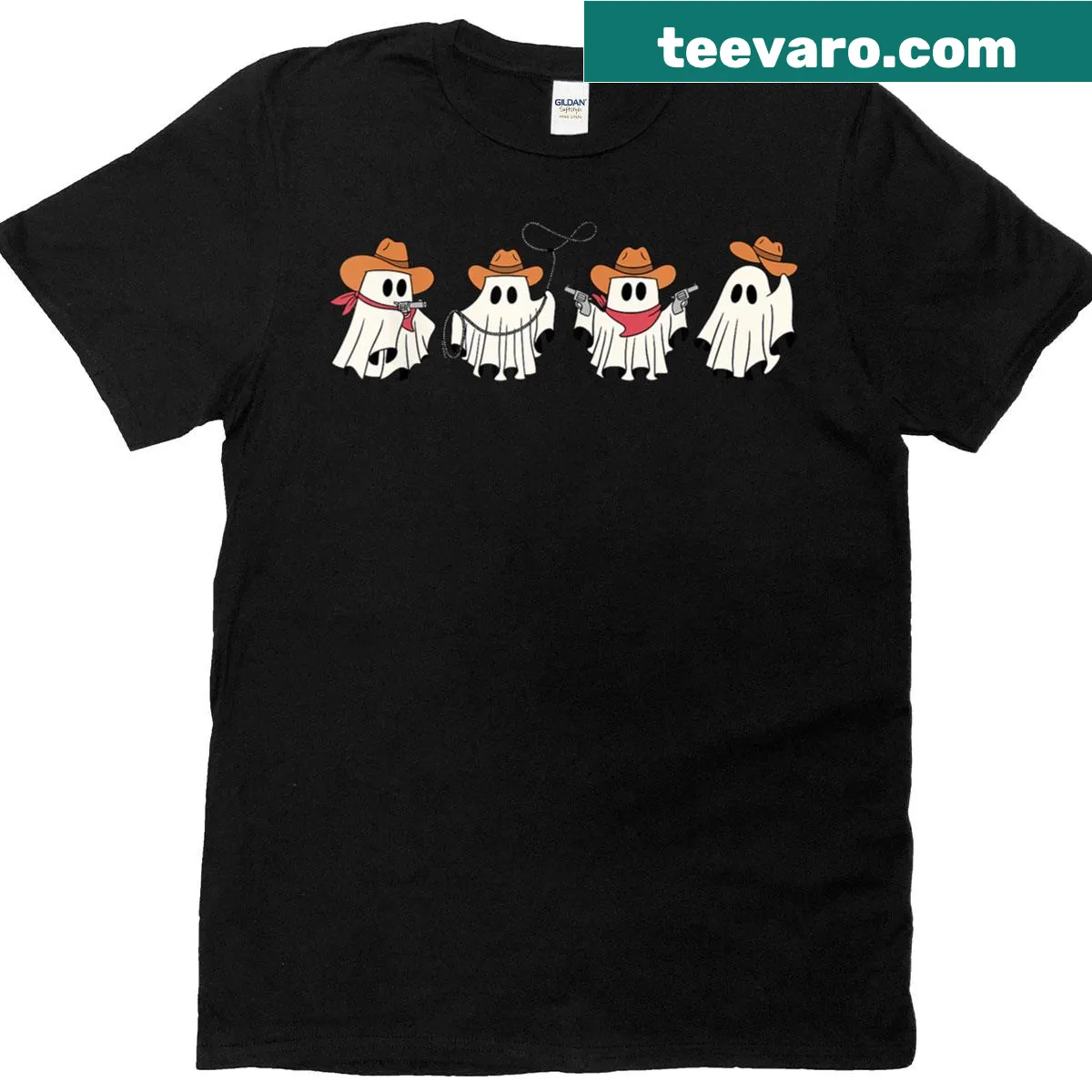 Illustration of a ghostly cowboy for Halloween — on a men's t-shirt