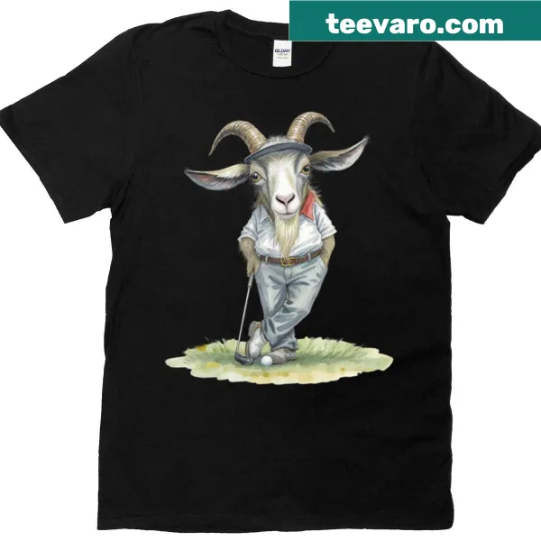 Playful illustration t-shirt featuring a goat, celebrating golf culture