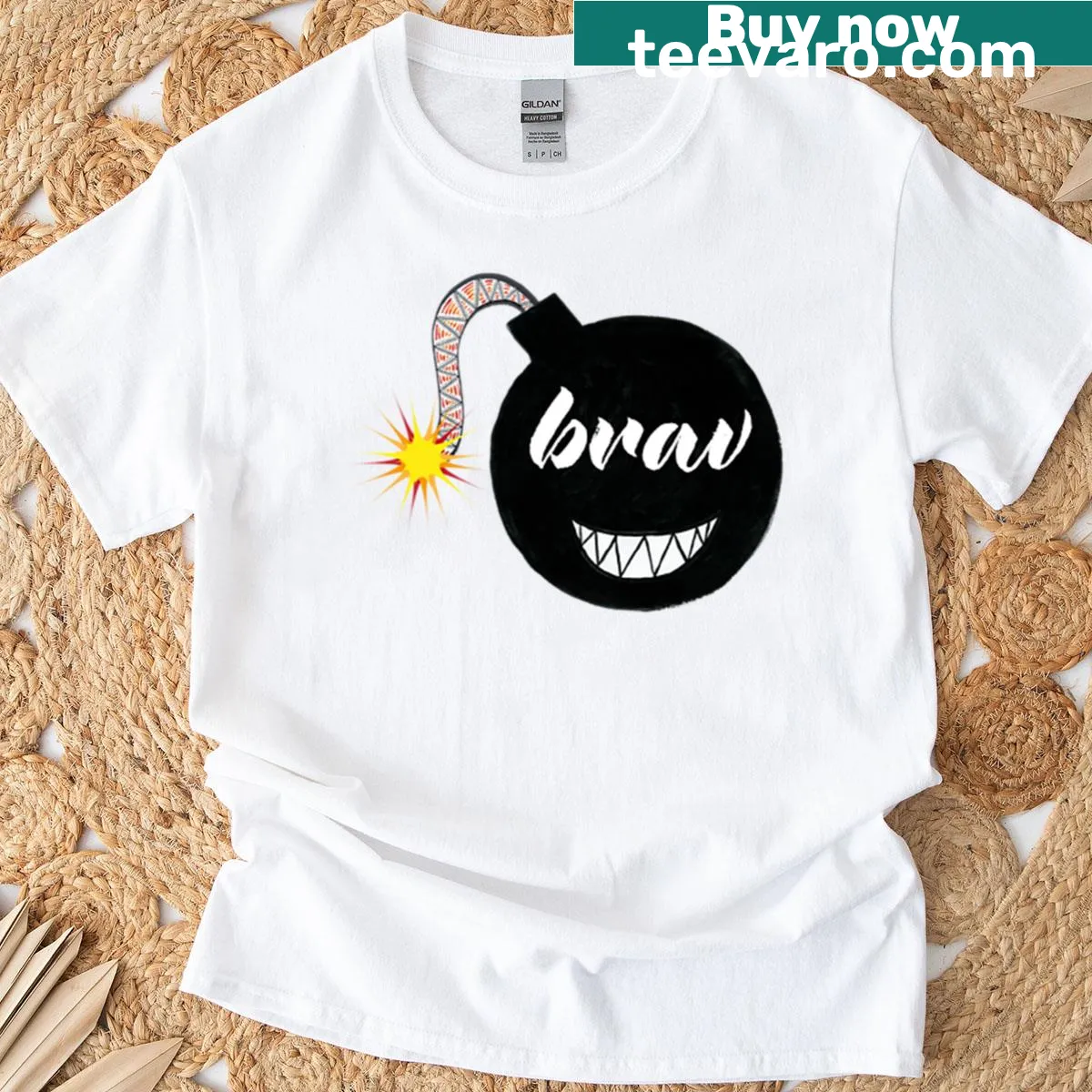 Wholesome 'Good Boom' text on oversized T-shirt — on a men's t-shirt