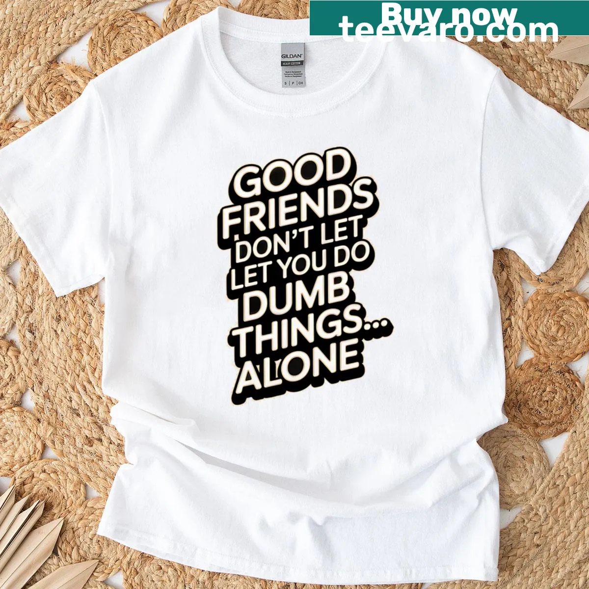 T-shirt celebrating friendship with an illustrated design — on a men's t-shirt