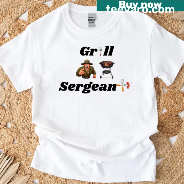 Humorous 'Grill Sergeant' BBQ text T-shirt