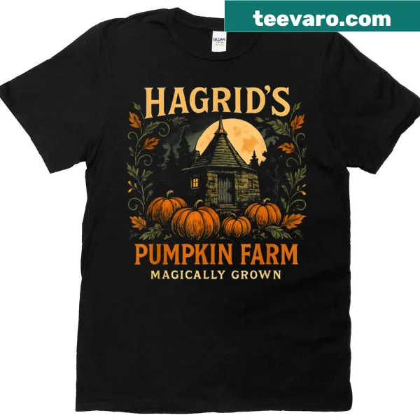 Whimsical pumpkin patch design on a Halloween t-shirt
