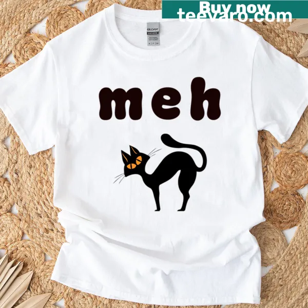 Funny Halloween shirt featuring a whimsical black cat graphic