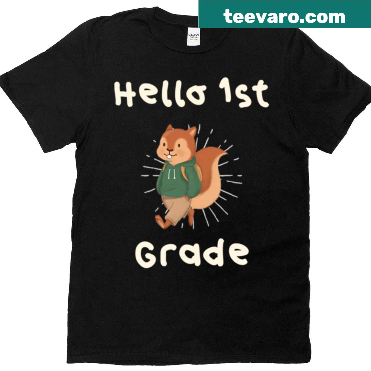 T-shirt featuring 'Hello 1st Grade' text for young students. — on a men's t-shirt