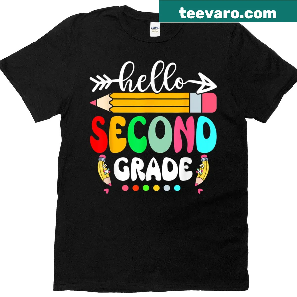 T-shirt with 'Hello Second Grade' text for teachers — on a men's t-shirt