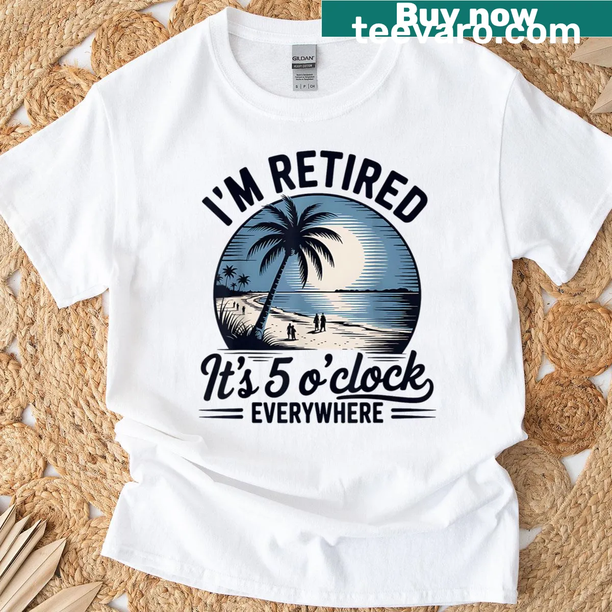 Funny retirement shirt with the phrase It's 5 O'clock Everywhere — on a men's t-shirt