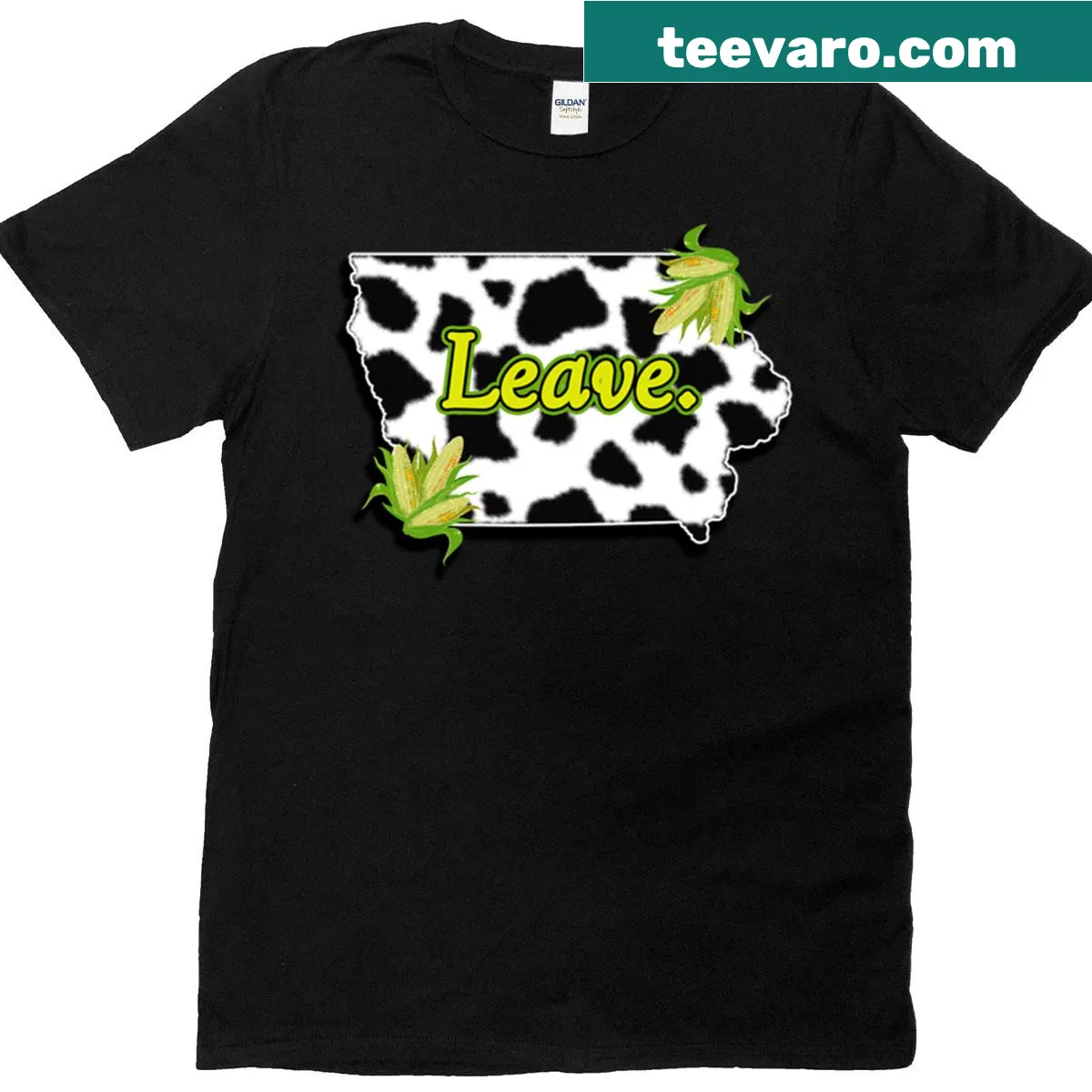 T-shirt with the phrase 'Iowa Leave' — on a men's t-shirt
