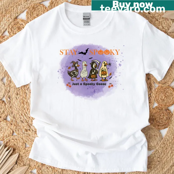 Oversized T-shirt with a whimsical spooky goose graphic