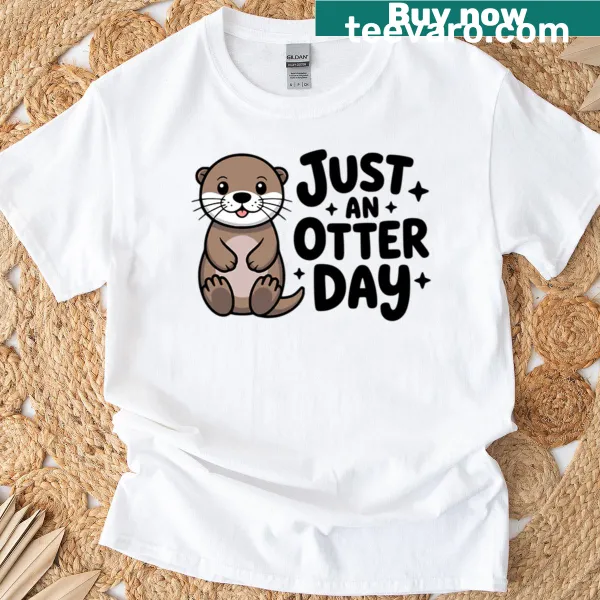 Cute otter graphic T-shirt with humorous pun text