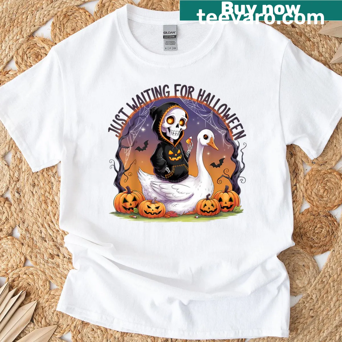 Cute Halloween t-shirt with a spooky goose design — on a men's t-shirt